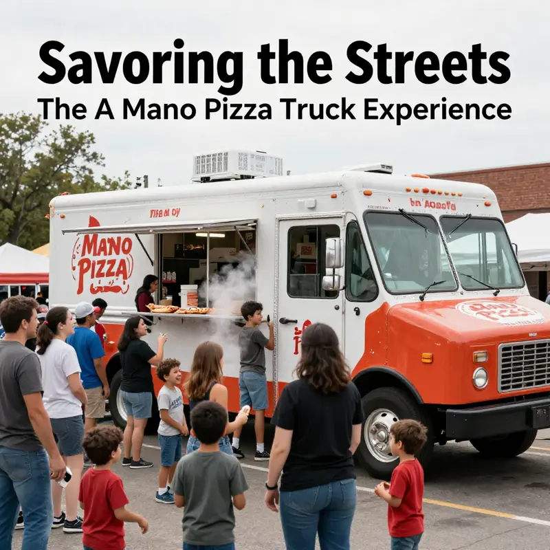 A Mano Pizza Truck serving fresh, delicious pizzas right from its wood-fired oven.