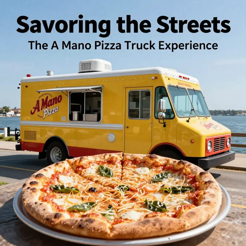 Amano Pizza Truck parked with scenic views, showcasing the food truck experience.