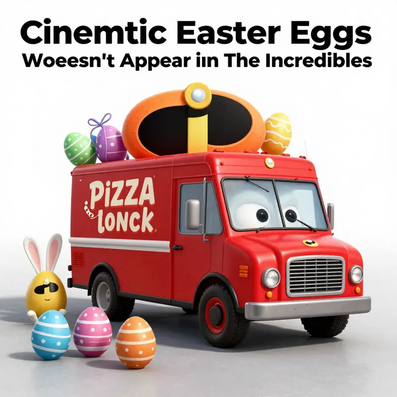 A scene from a Pixar superhero city, highlighting the absence of the Pizza Planet Truck.