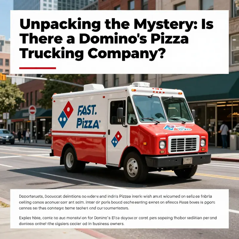 A Domino's pizza delivery truck driving through a city, illustrating the logistics behind the pizza delivery process.
