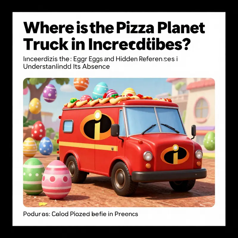 A visual representation of the Pizza Planet Truck’s recurring appearances and its distinct absence in *The Incredibles*.