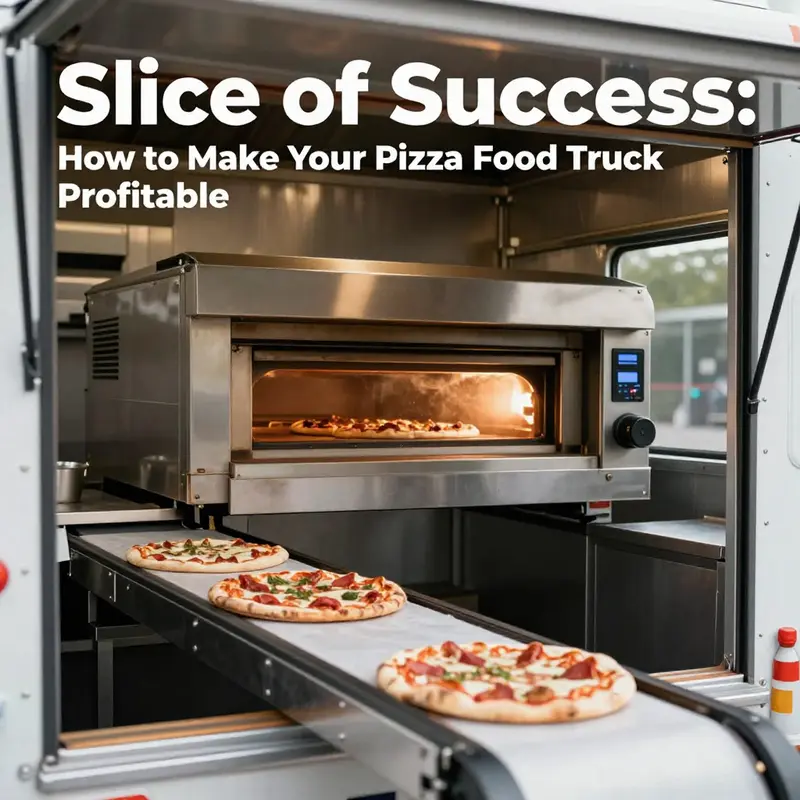 Busy pizza food truck serving delighted customers, illustrating the importance of location and operational efficiency.