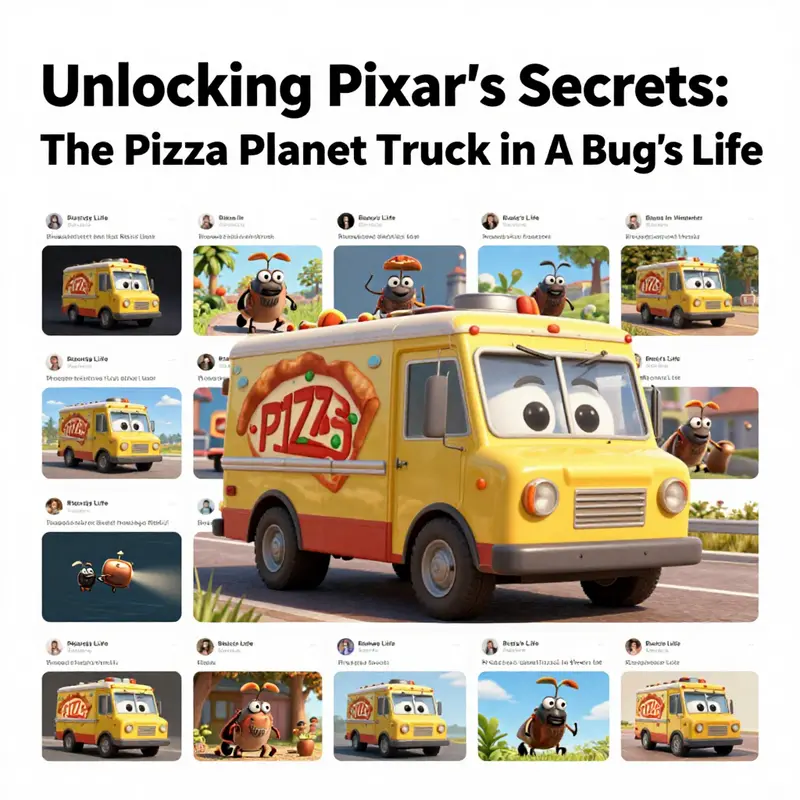 The iconic Pizza Planet truck fleetingly appears in A Bug’s Life, showcasing Pixar’s attention to detail.