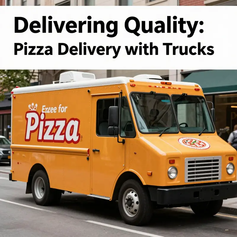 A vibrant pizza delivery truck parked, symbolizing efficiency in food delivery operations.