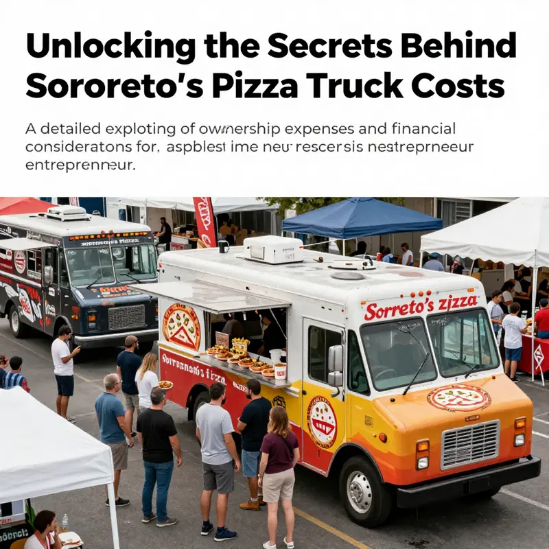 A lively food truck festival scene highlighting Sorrento's Pizza Truck surrounded by enthusiastic customers.