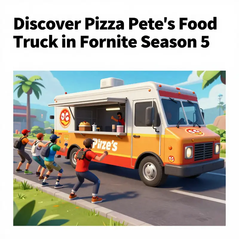 The strategic location of Pizza Pete’s Food Truck in Fortnite Season 5.