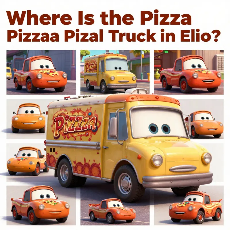 The vibrant film set of *Elio*, missing the iconic Pizza Planet Truck.