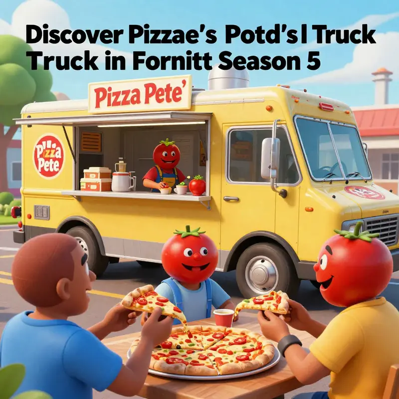 The strategic location of Pizza Pete’s Food Truck in Fortnite Season 5.