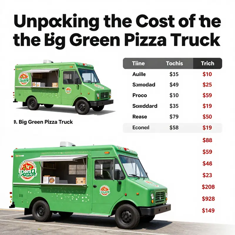 A lively scene of the Big Green Pizza Truck amidst a bustling food truck rally.