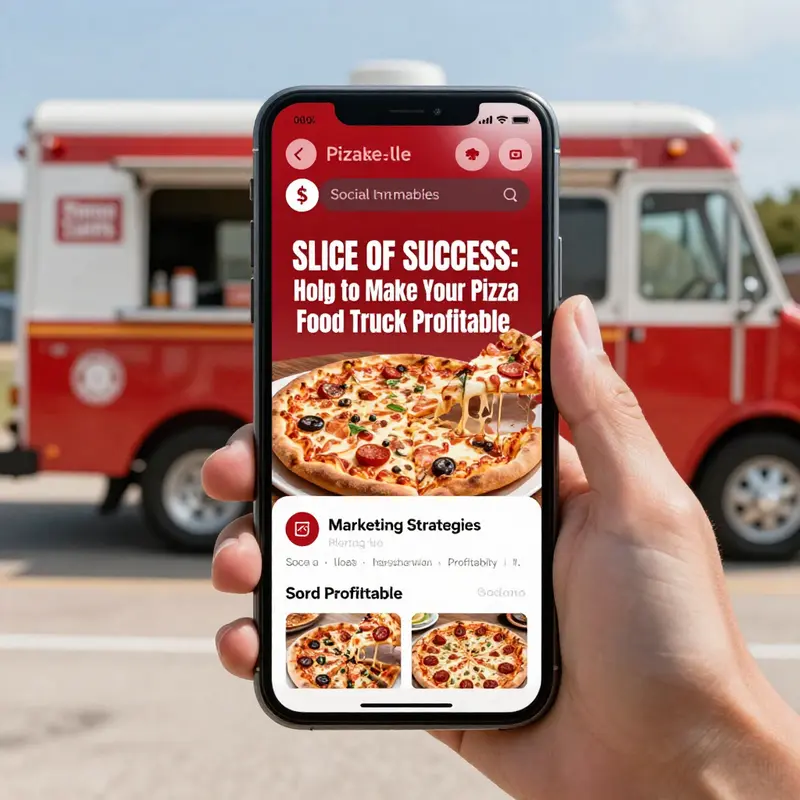 Busy pizza food truck serving delighted customers, illustrating the importance of location and operational efficiency.