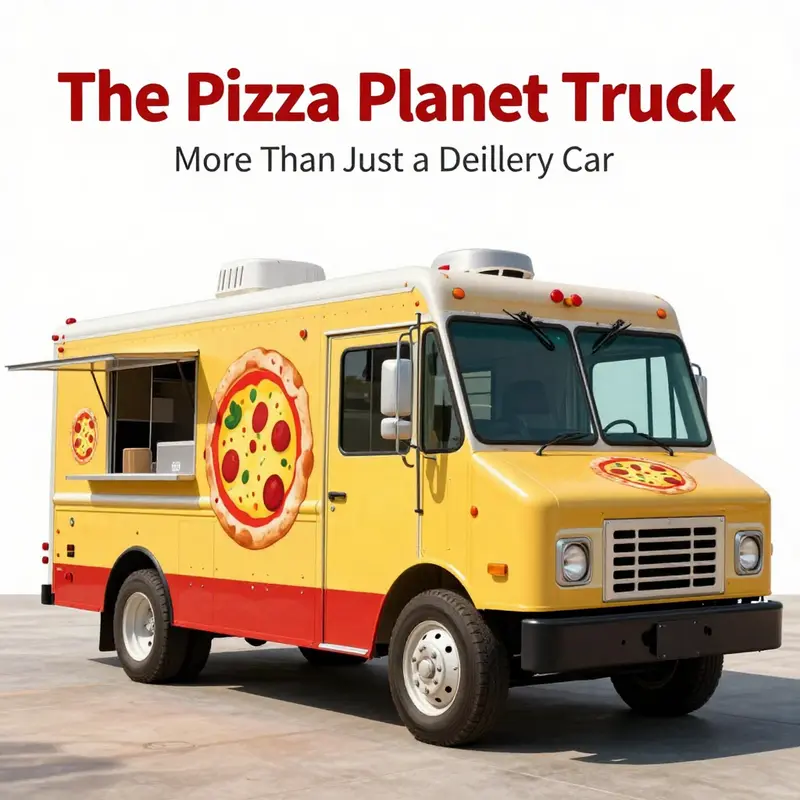 The Pizza Planet truck in *A Bug’s Life* adds a colorful touch to the animated world.