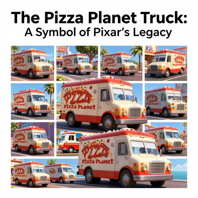 The iconic Pizza Planet truck in its debut scene from Toy Story.