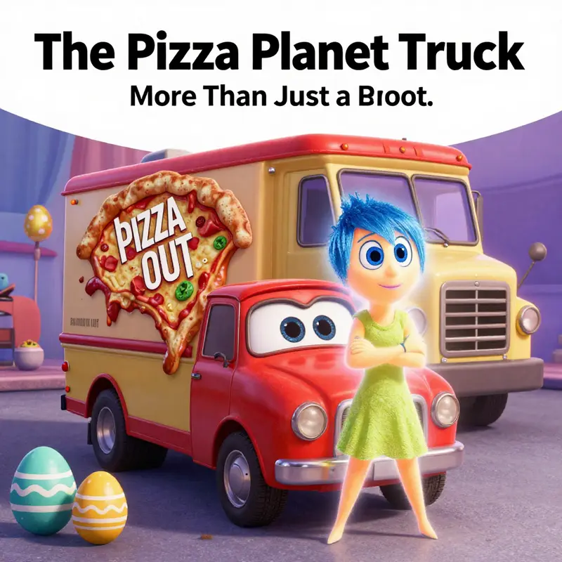 The Pizza Planet truck in *A Bug’s Life* adds a colorful touch to the animated world.