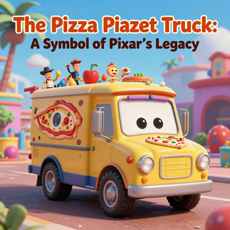The iconic Pizza Planet truck in its debut scene from Toy Story.