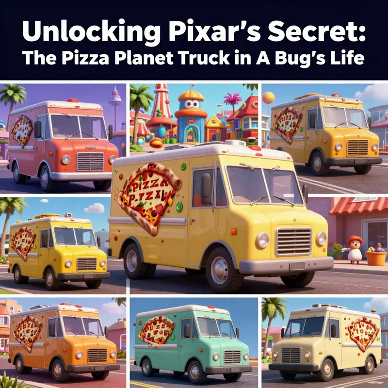 The iconic Pizza Planet truck fleetingly appears in A Bug’s Life, showcasing Pixar’s attention to detail.