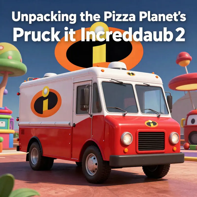 A vibrant image of the Pizza Planet truck in a Pixar-themed setting, highlighting its significance in animation history.
