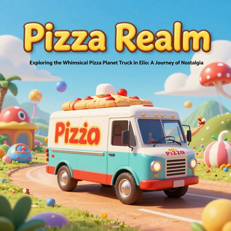 The Pizza Planet Truck dances in the colorful and whimsical world of Elio.