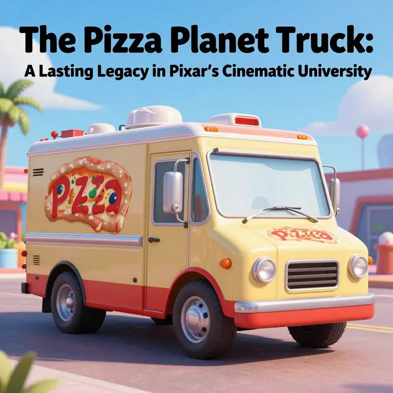 A colorful image of the Pizza Planet Truck, capturing its iconic design and connection to the Pixar universe.