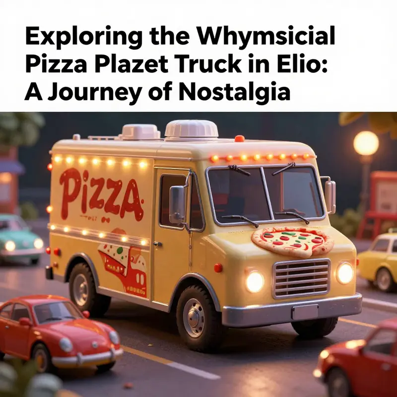 The Pizza Planet Truck dances in the colorful and whimsical world of Elio.