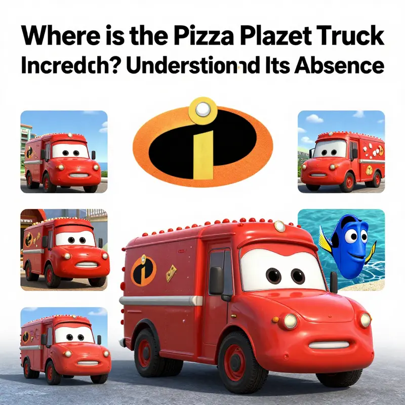 A visual representation of the Pizza Planet Truck’s recurring appearances and its distinct absence in *The Incredibles*.