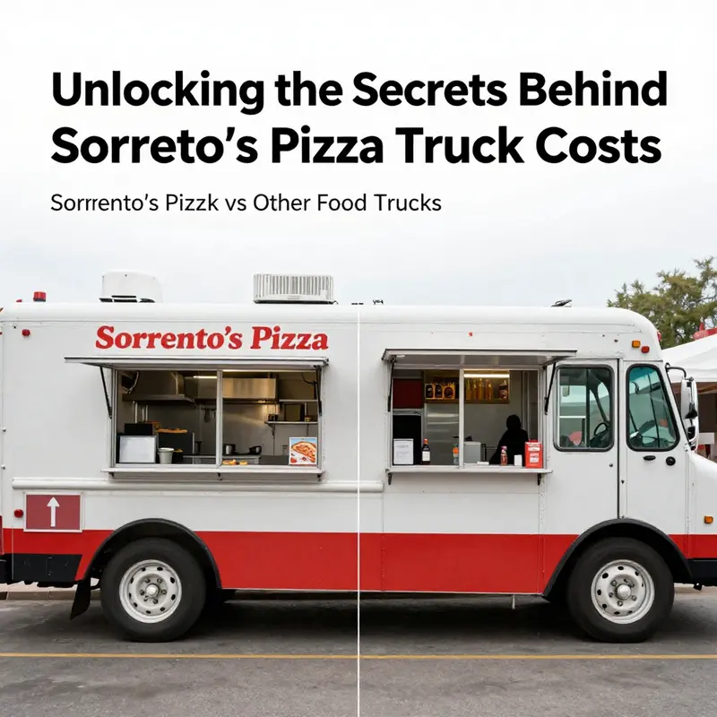 A vibrant Sorrento’s Pizza Truck ready for service at a bustling food truck event.