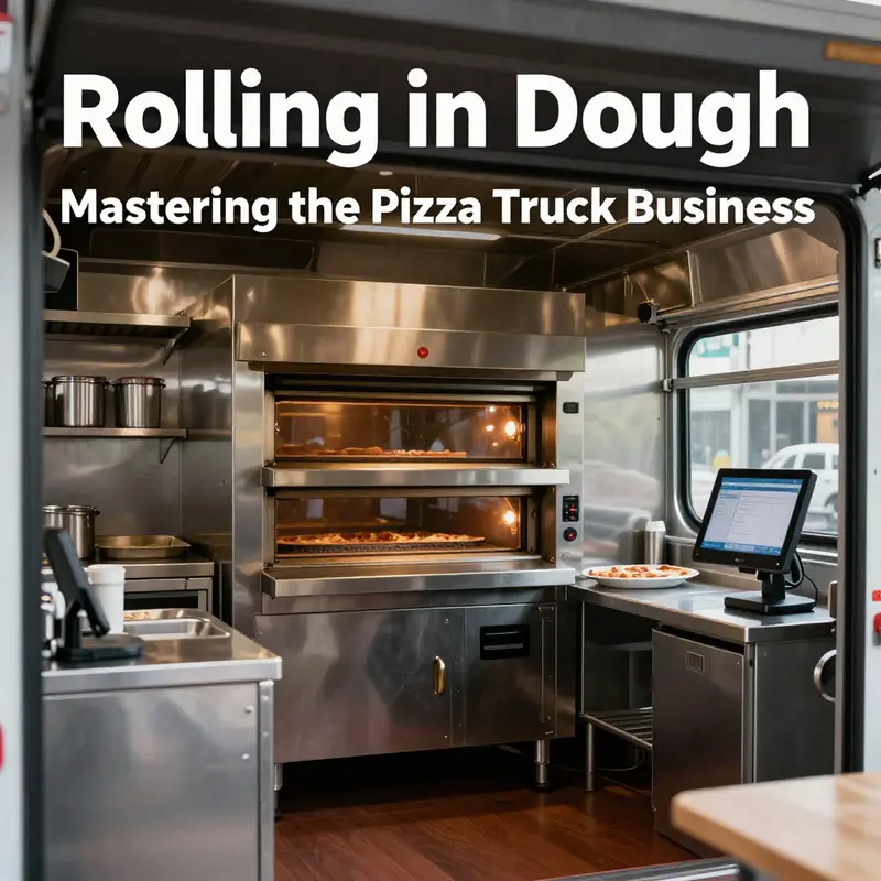 A bustling pizza truck showcasing the active business model attracting hungry customers.