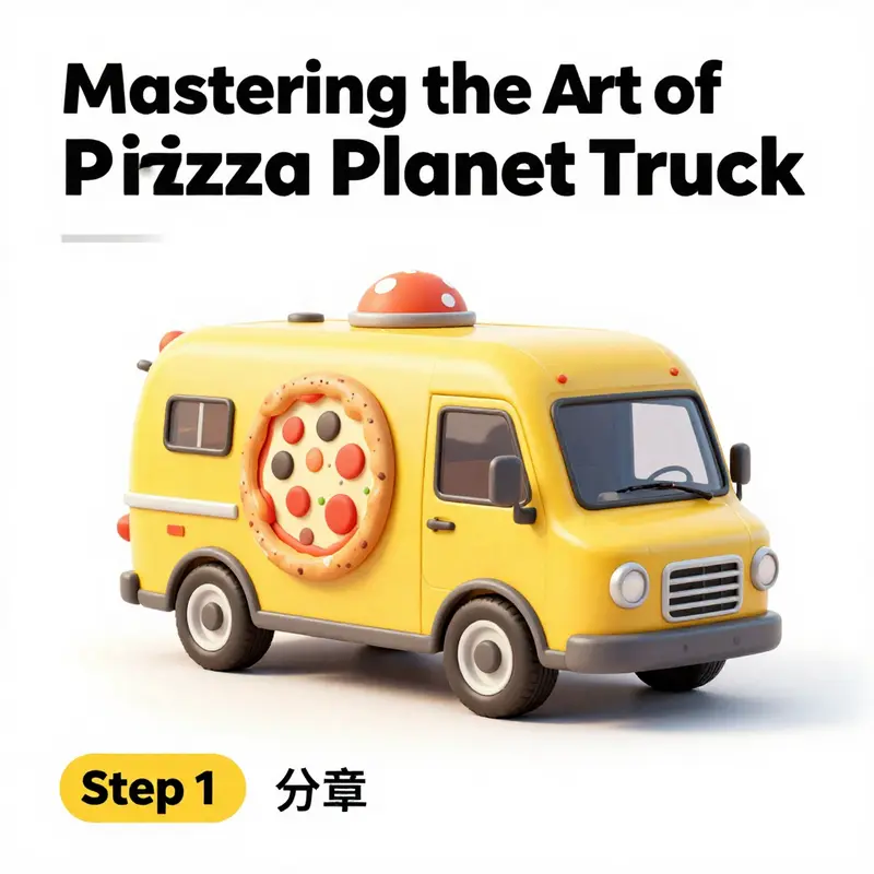 An overview of the whimsical design elements of the Pizza Planet Truck.