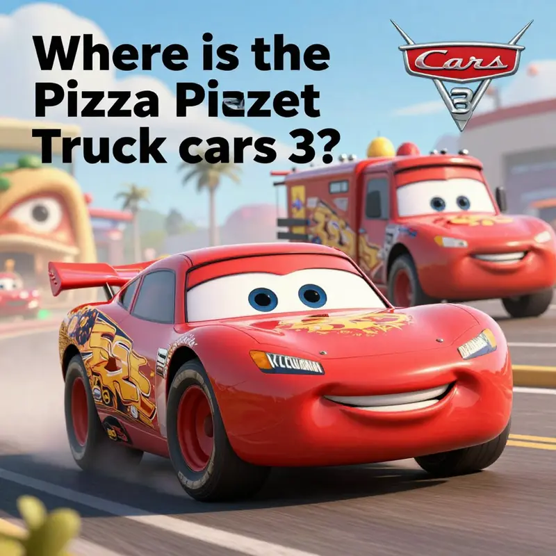 A racing scene from ‘Cars 3’ highlighting the absence of the Pizza Planet Truck.