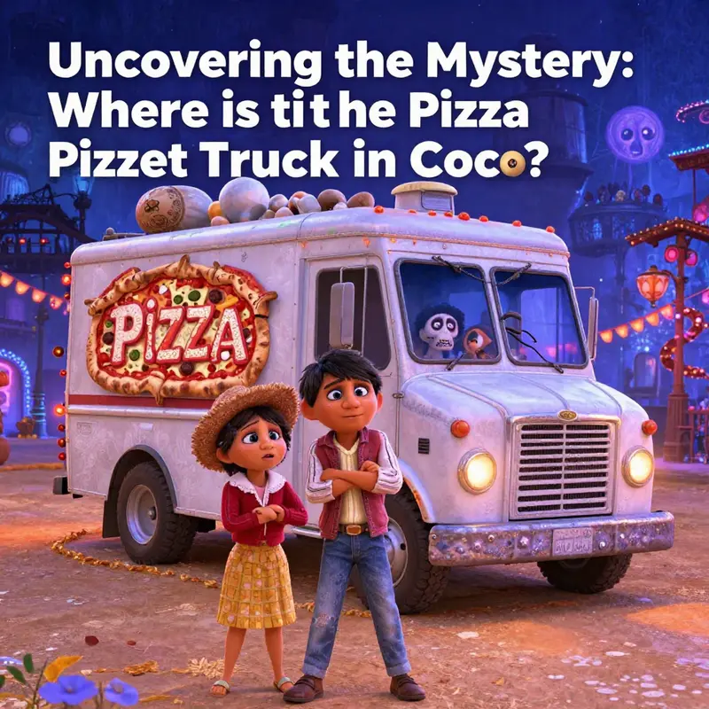A vibrant scene from Coco highlighting the colorful environment where fans might have expected the Pizza Planet truck.