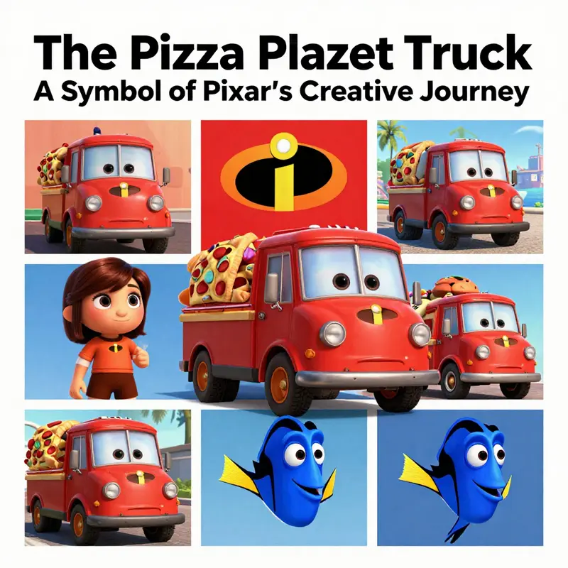 The Pizza Planet truck in *Toy Story*, showcasing its role as an iconic Easter egg in Pixar movies.