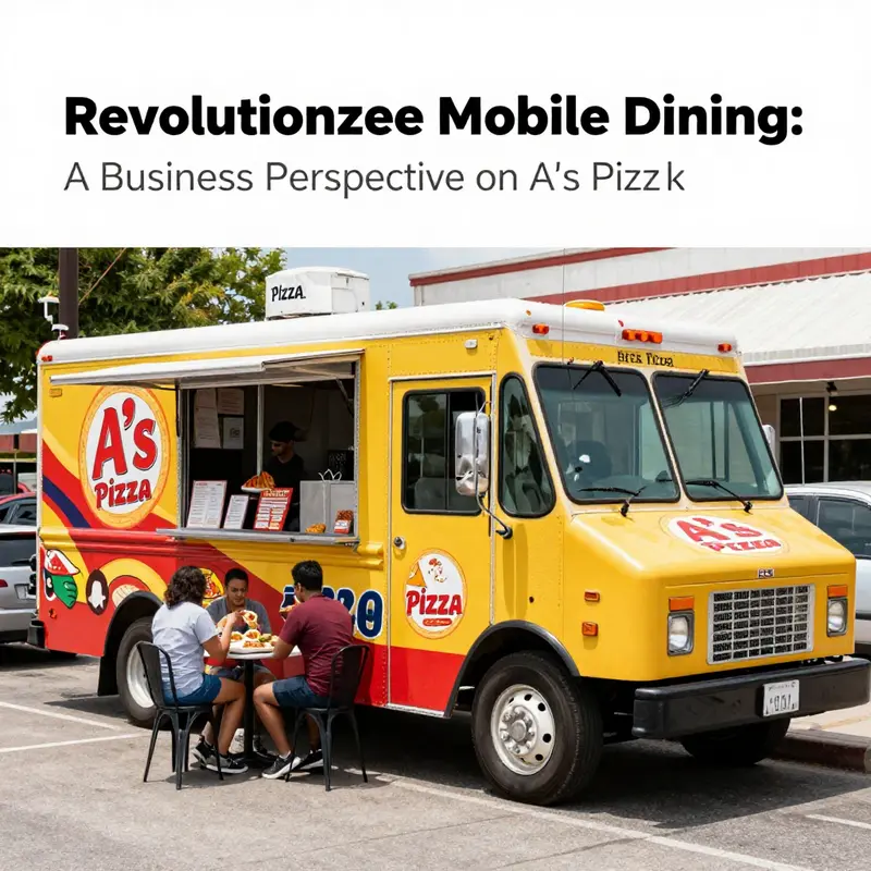 A bustling scene at A’s Pizza Truck during peak hours, highlighting its strategic operational timing.