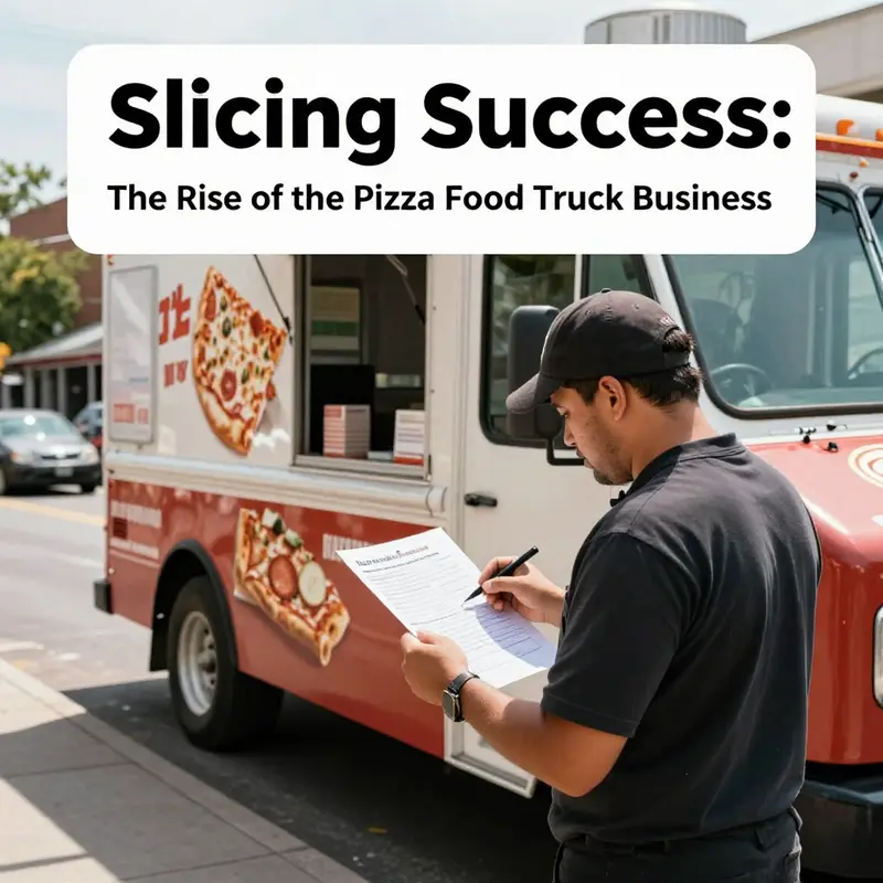 A vibrant selection of pizza slices being served from a food truck, highlighting culinary creativity.
