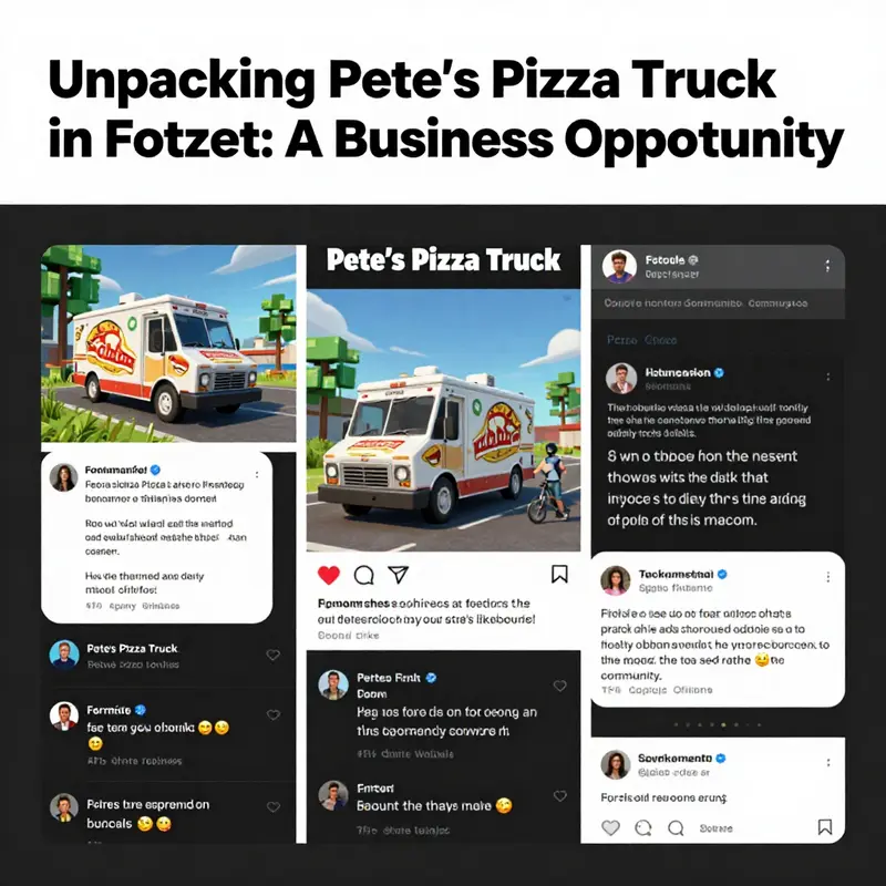 An overview of Pete’s Pizza Truck’s strategic location in Fortnite, showcasing its proximity to significant landmarks.