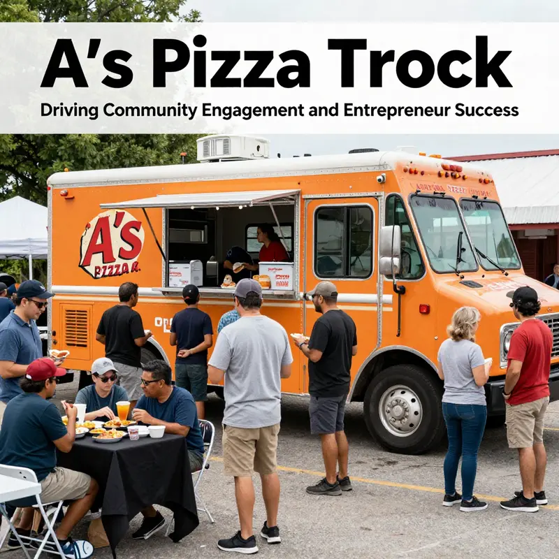 Crowds enjoy delicious pizzas from A’s Pizza Truck, showcasing effective customer engagement.