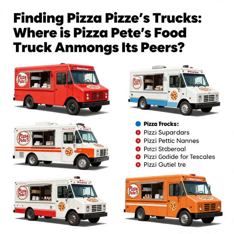 The vibrant gathering of food trucks highlights the food scene, featuring Pizza Pete’s truck.