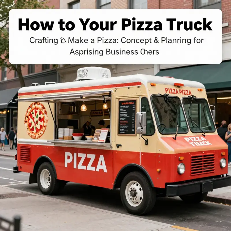 A lively pizza truck parked in an urban setting, emphasizing creativity and a unique offering.