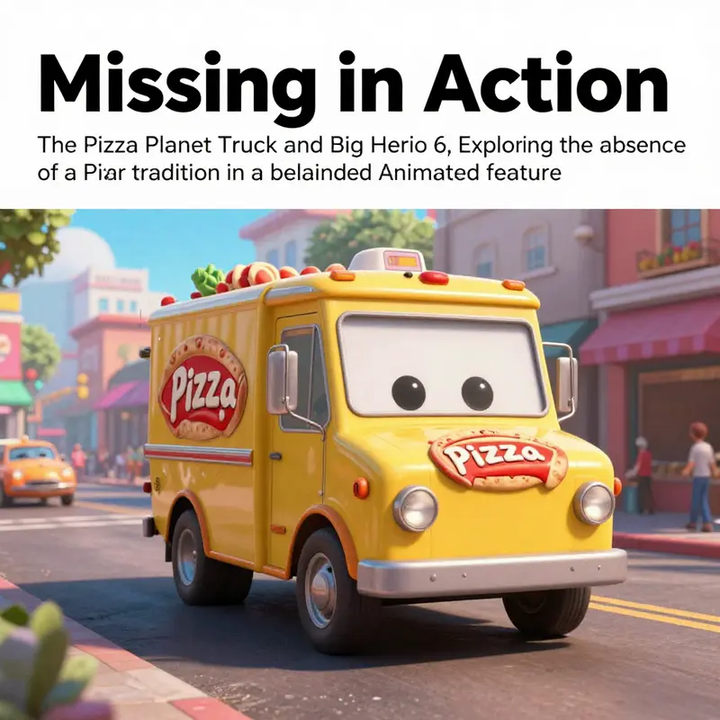 A vibrant image of the Pizza Planet Truck in a colorful animated setting, representing its iconic status.