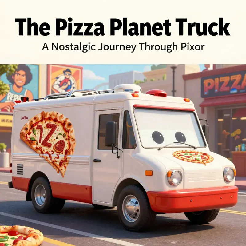 The Pizza Planet Truck featured in key Pixar movies, showcasing its status as a beloved Easter egg.