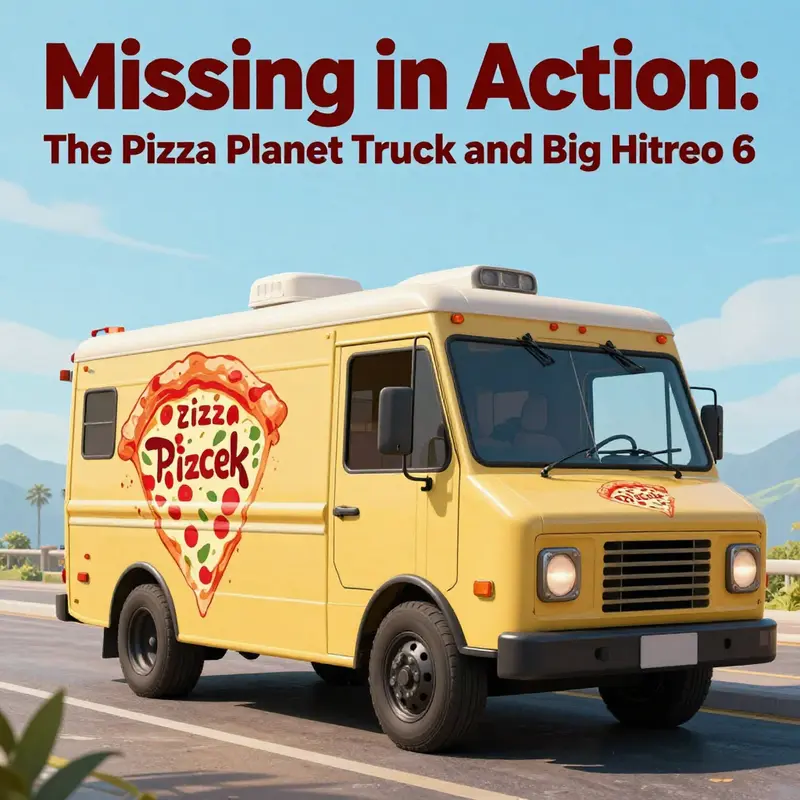 The vibrant setting of San Fransokyo, notably missing the iconic Pizza Planet Truck.