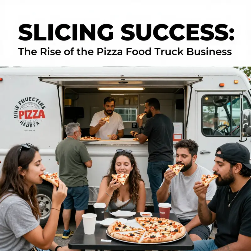 A vibrant selection of pizza slices being served from a food truck, highlighting culinary creativity.