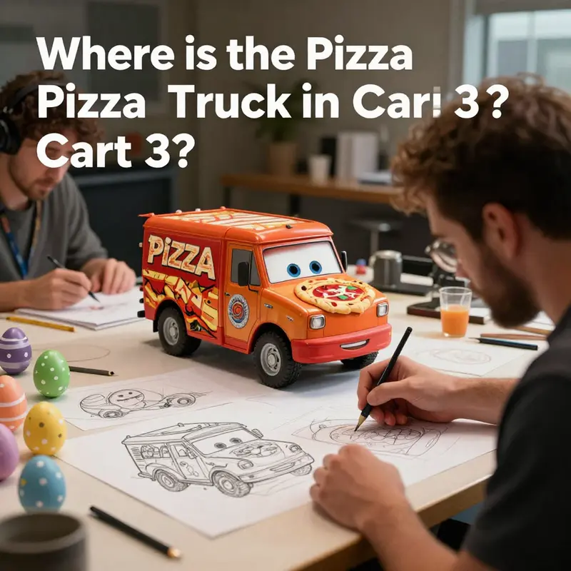 A racing scene from ‘Cars 3’ highlighting the absence of the Pizza Planet Truck.