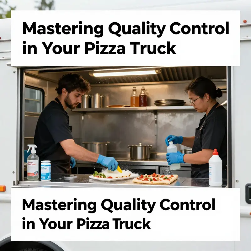 A well-organized pizza truck kitchen implementing standardized recipes.