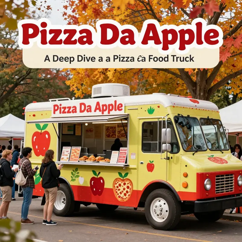 The ‘Pizza Da Apple’ food truck, a vibrant hub of culinary excitement at community events.