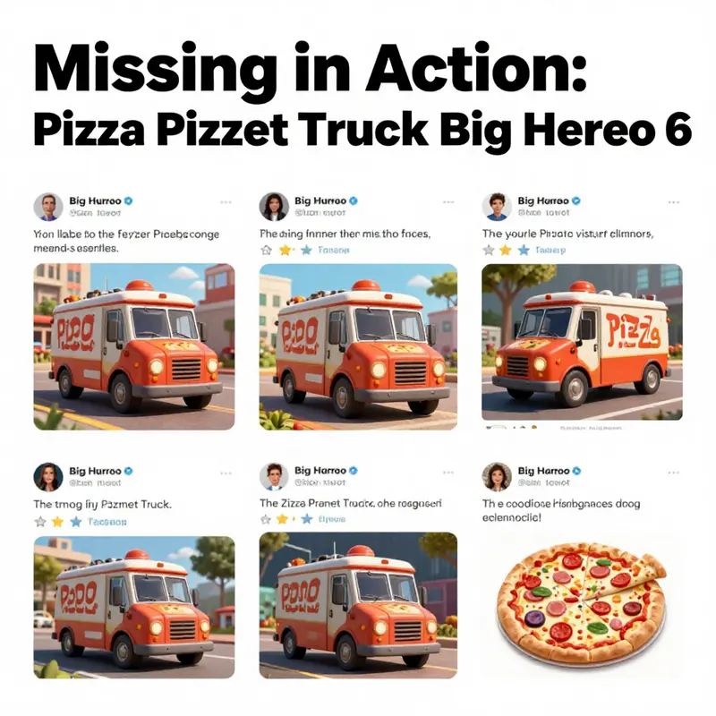 The vibrant setting of San Fransokyo, notably missing the iconic Pizza Planet Truck.