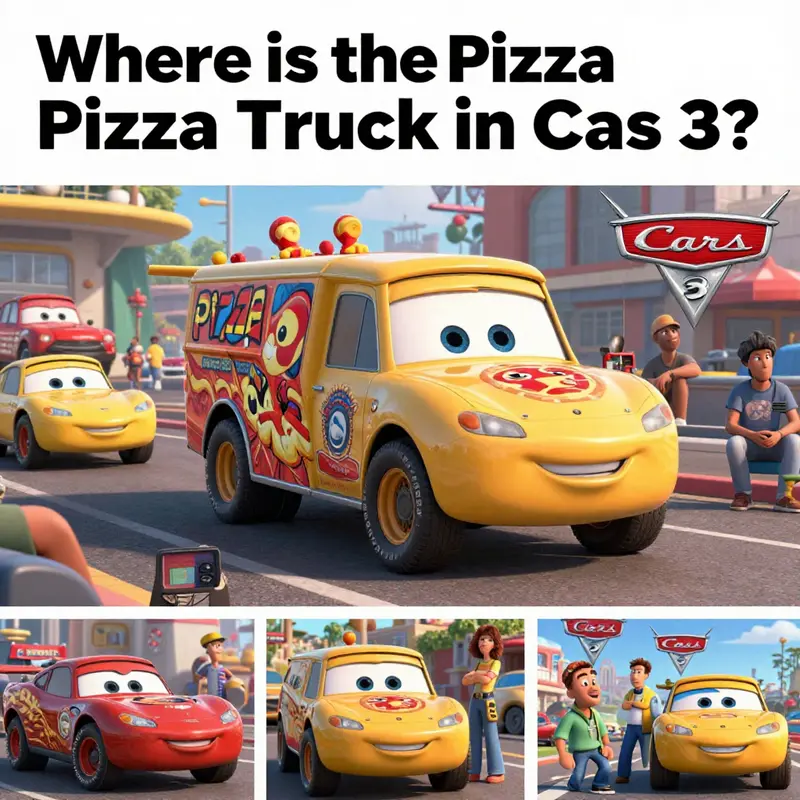 A racing scene from ‘Cars 3’ highlighting the absence of the Pizza Planet Truck.