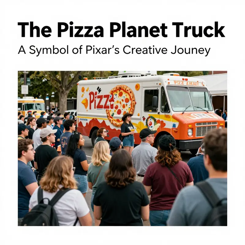 The Pizza Planet truck in *Toy Story*, showcasing its role as an iconic Easter egg in Pixar movies.