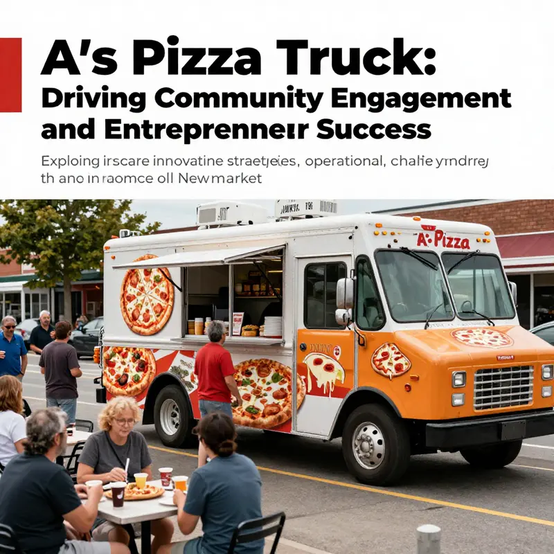 A's Pizza Truck in Newmarket, bustling with customers and creating a lively community atmosphere.