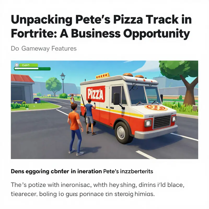 An overview of Pete’s Pizza Truck’s strategic location in Fortnite, showcasing its proximity to significant landmarks.