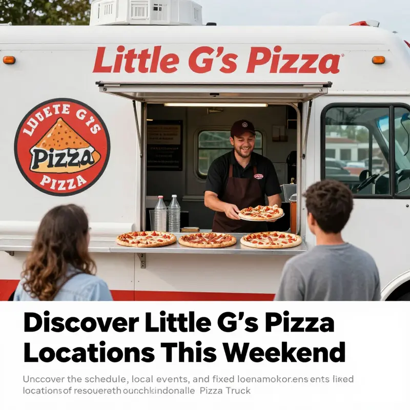 A friendly staff member at Little G's Pizza Truck serving delicious pizzas to customers.