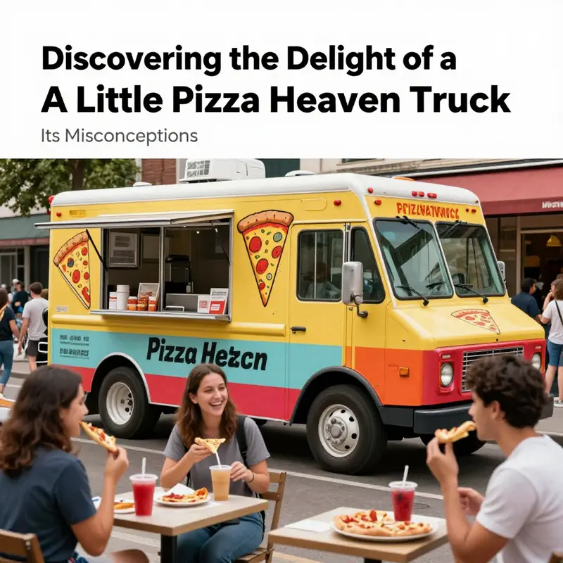 A lively scene capturing the essence of ‘A Little Pizza Heaven Food Truck’ amidst fans of delicious pizza.